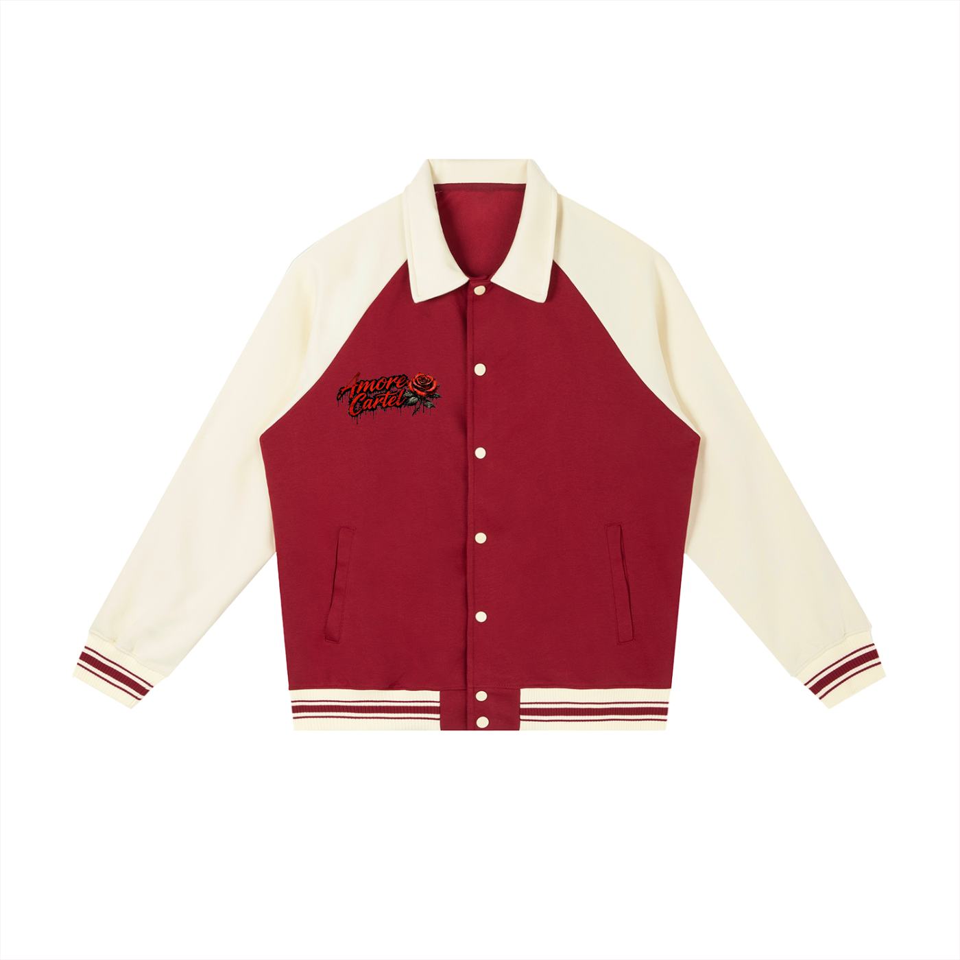 Contrast Raglan Sleeve Baseball Jacket