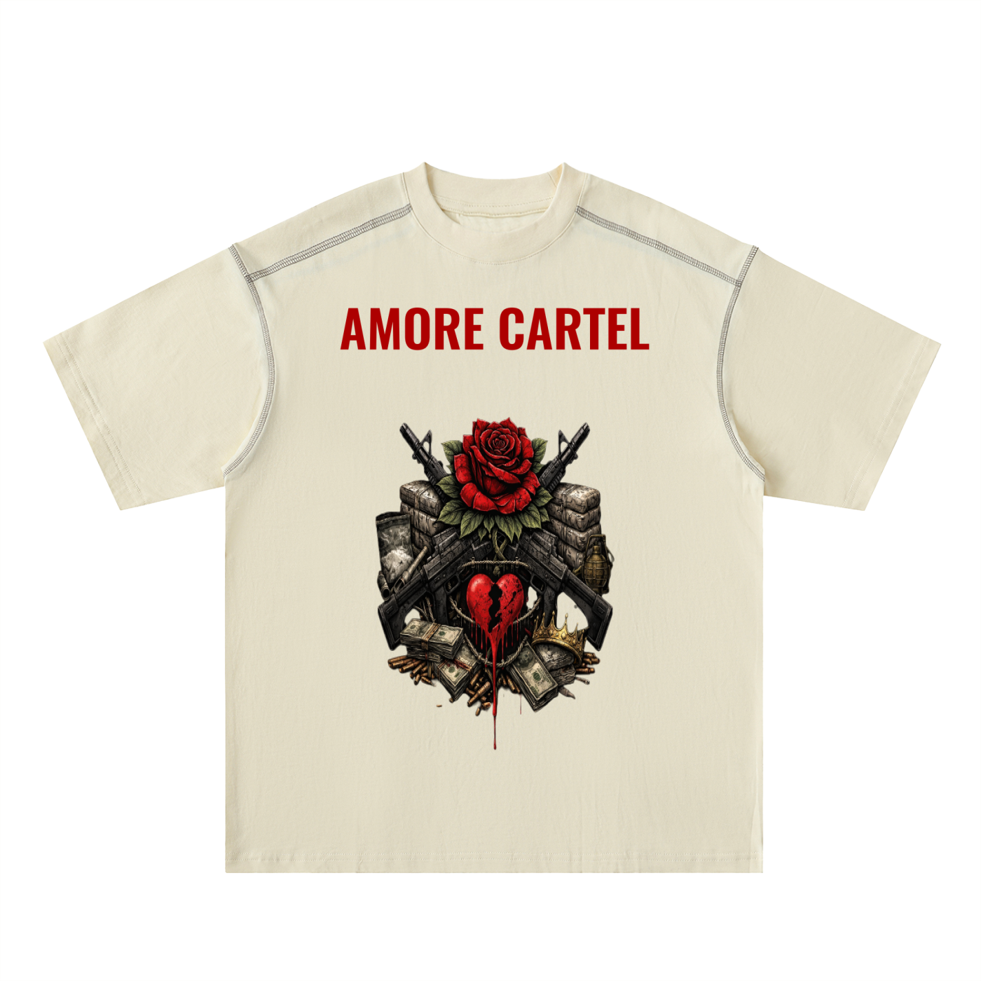 Oversized Contrast-Stitched Cotton Tee