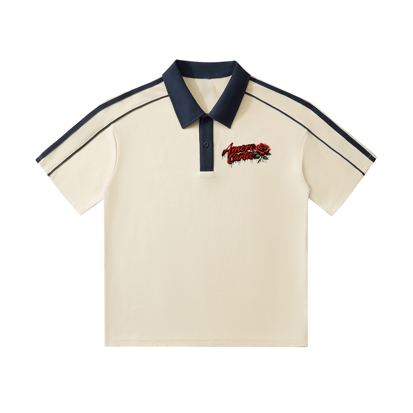 Contrast Collar Short-Sleeve Polo Shirt