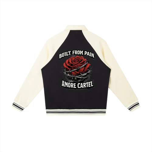 Contrast Raglan Sleeve Baseball Jacket