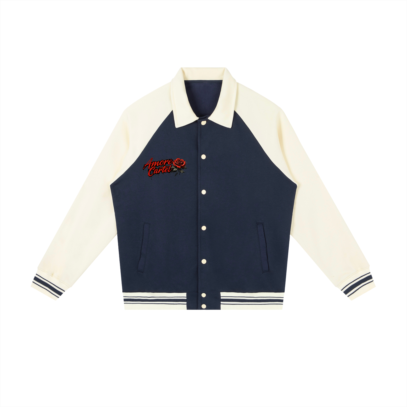 Contrast Raglan Sleeve Baseball Jacket