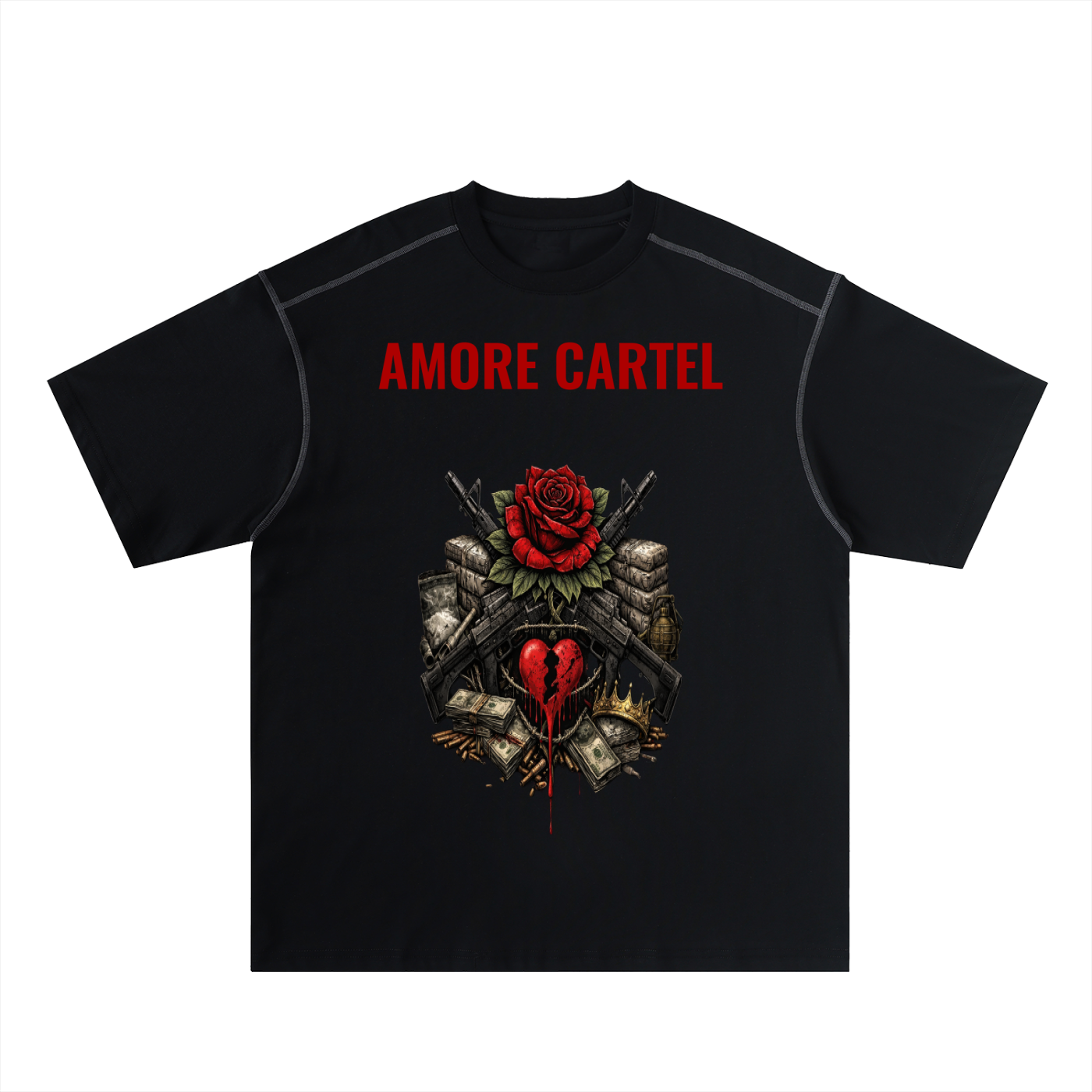 Oversized Contrast-Stitched Cotton Tee