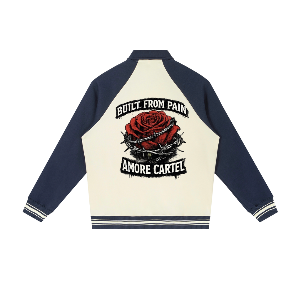 Contrast Raglan Sleeve Baseball Jacket