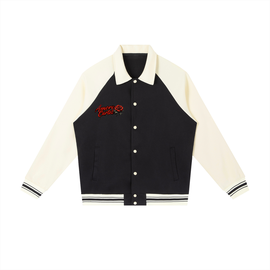 Contrast Raglan Sleeve Baseball Jacket