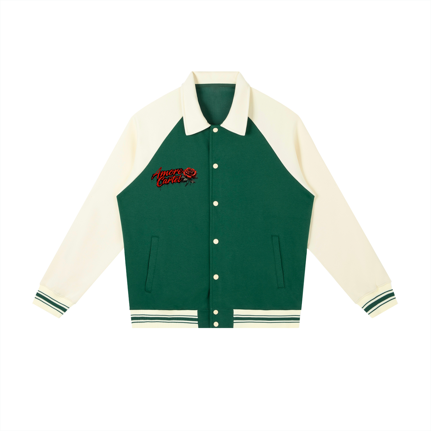 Contrast Raglan Sleeve Baseball Jacket