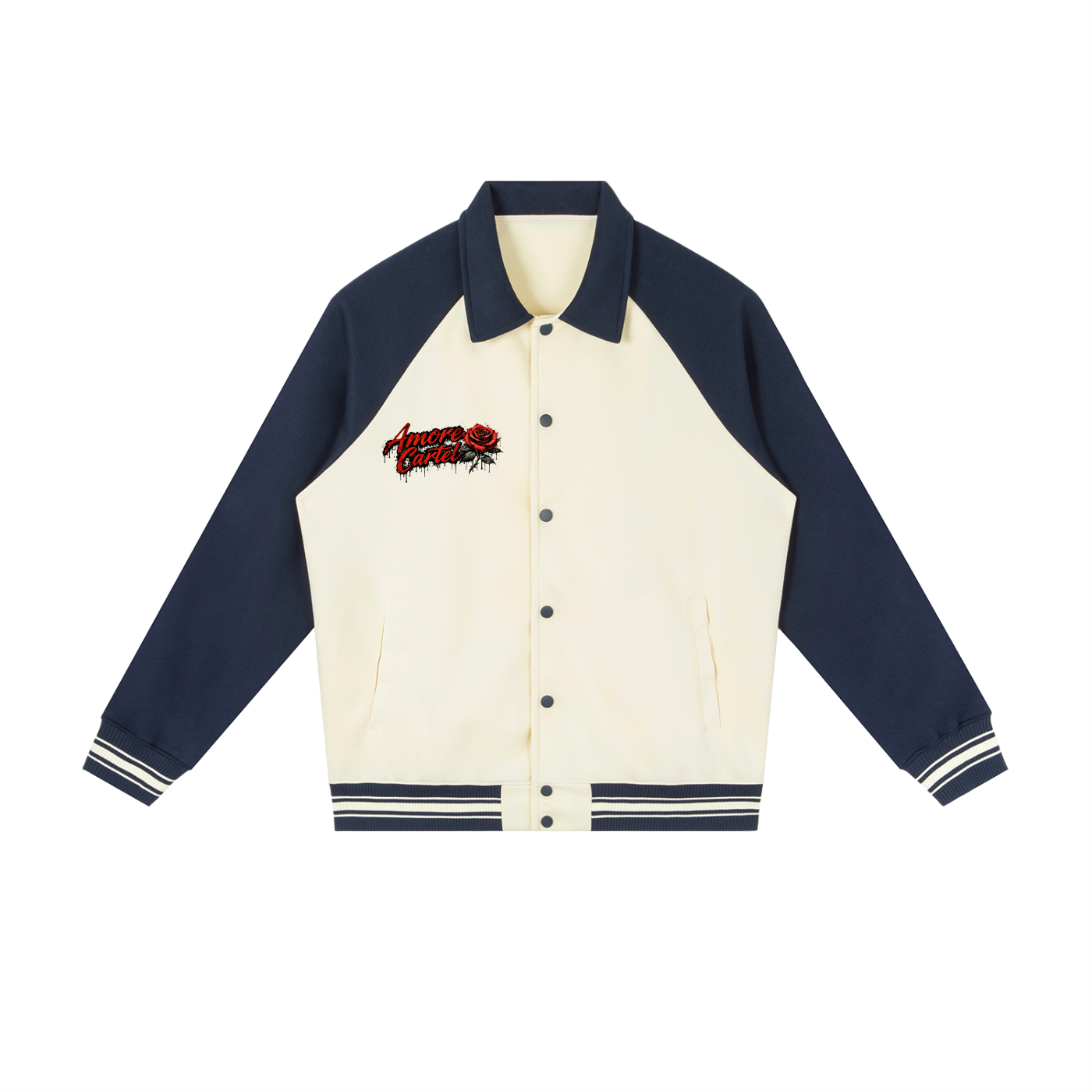 Contrast Raglan Sleeve Baseball Jacket